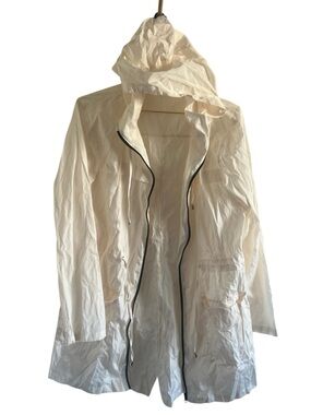 Lemon Lightweight White Hooded Rain Jacket
